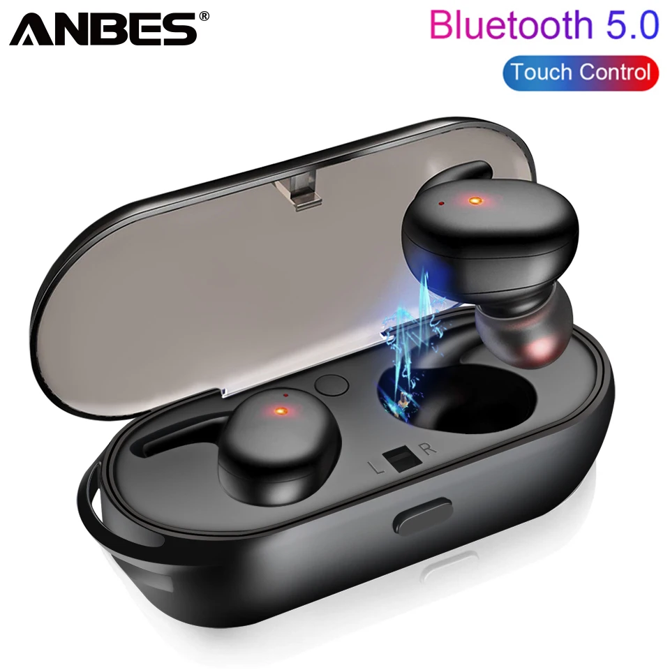 Anbes TWS V5.0 Bluetooth наушники беспроводные сенсорное управление гарнитура глубокий бас
