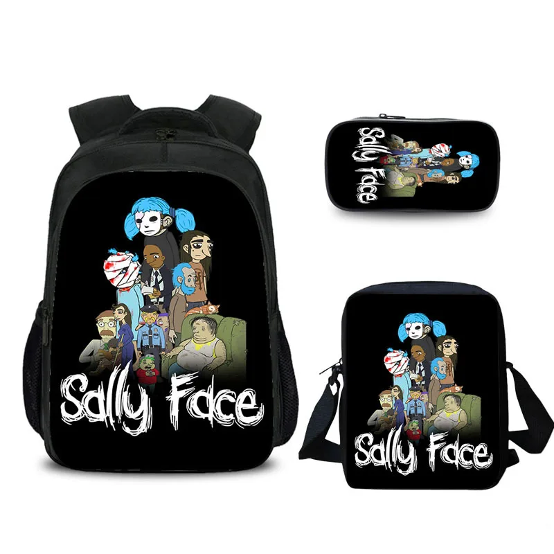 3 шт./компл. Портфолио для школы сумка мальчиков девочек аниме Sally Face 3D печать
