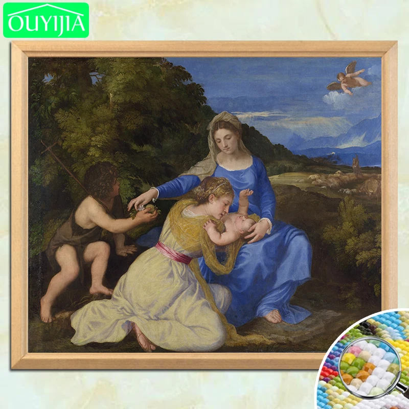 Tiziano Vecellio известная картина &quotAldobrandini Madonna&quot 5D DIY Алмазная полностью квадратная