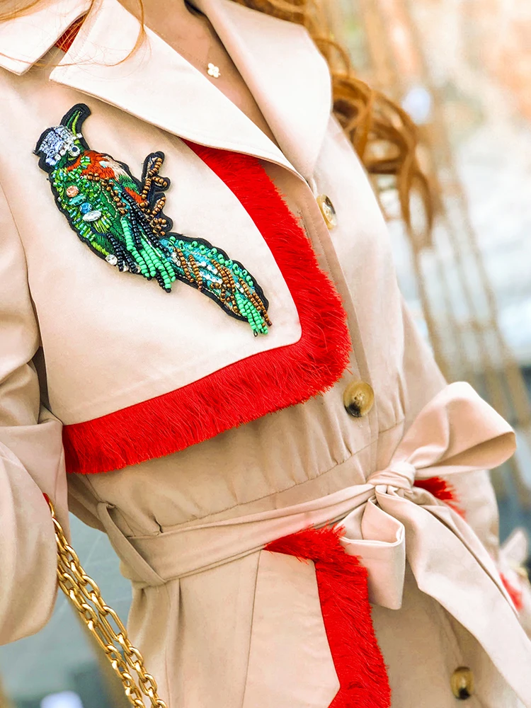 Бахромой вышитые бисером сорока в виде листка лотоса Весна 2019 новый длинным цвет