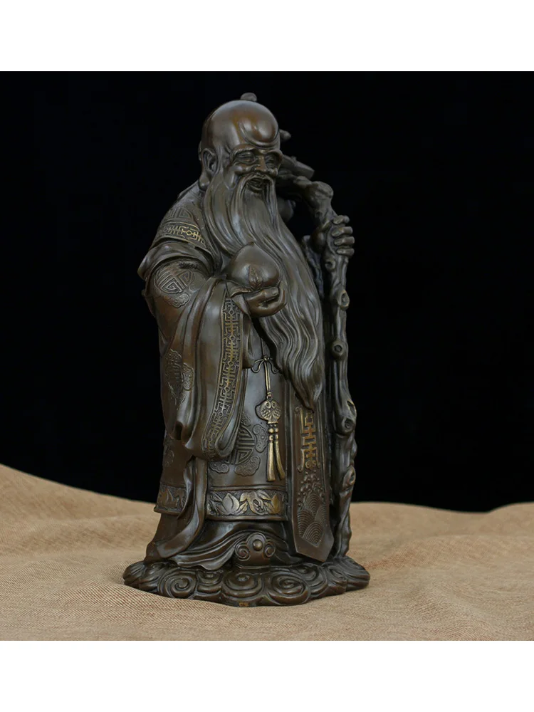 Chinese Feng shui Bronze Copper Lucky God of Longevity Buddha Peach Statue | Дом и сад