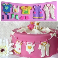baby clothes shoes shower fondant 3d silicone mold diy chocolate sugarcraft cake moulds baking cooking tools bakeware decorating