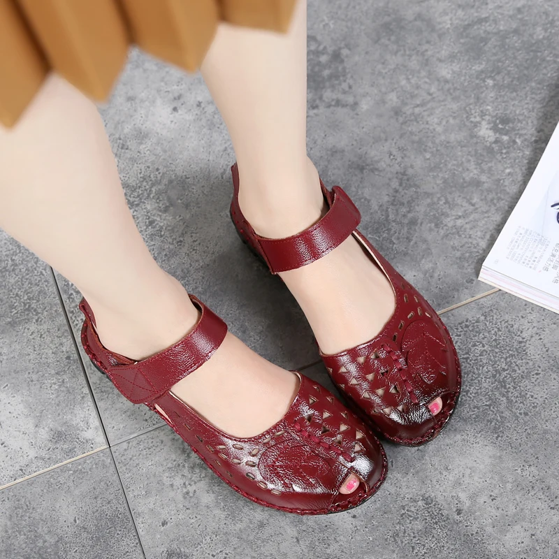 Tideway/Винтажные летние сандалии ручной работы женская обувь на плоской подошве