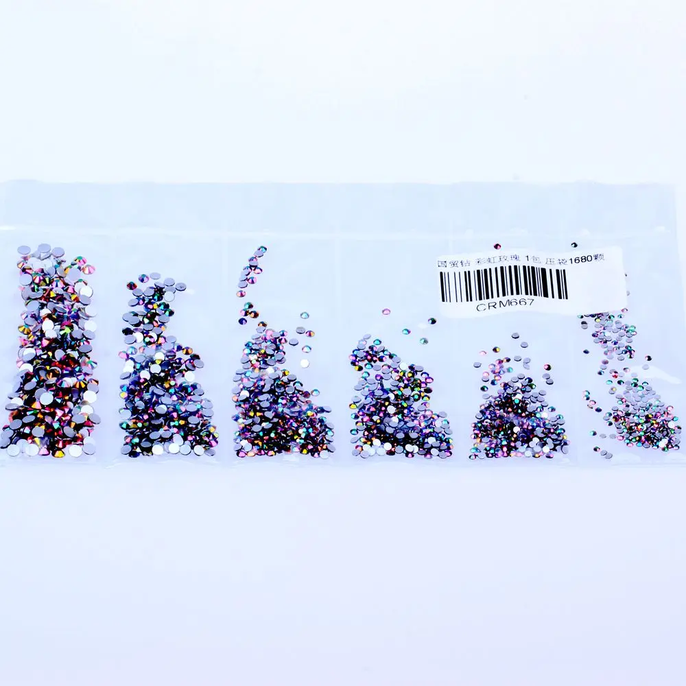 Mixed of 1680Pcs Золотые радужные SS3-SS30 и смешанные размеры Стразы для художественное оформление ногтей плоский с оборота клей на стразы камни DIY ремесла одежды - Цвет: Mixed of 1680Pcs