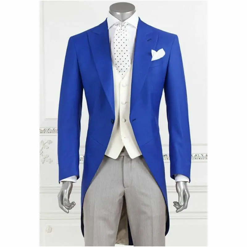 

Custom Made 3PCS Tail Coat Classis Formal Occasion Slim Fit Groom Tuxedos Suits