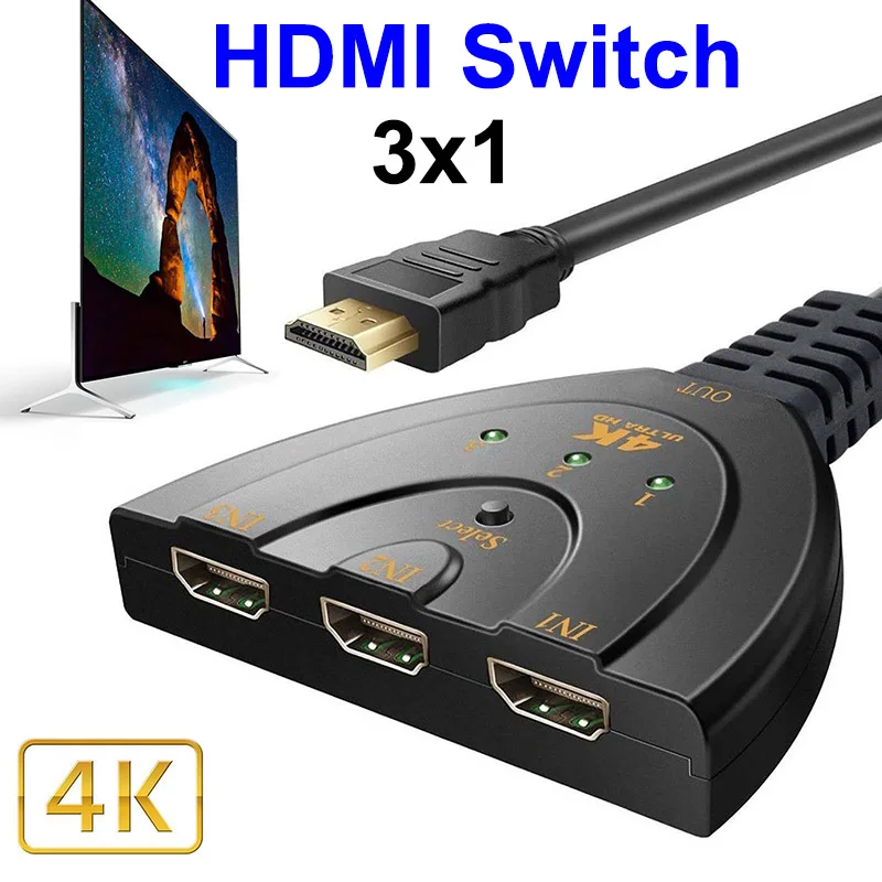 Etmakit 3 порта HDMI переключатель сплиттер кабель 4K * 2K 2160P мульти Коммутатор