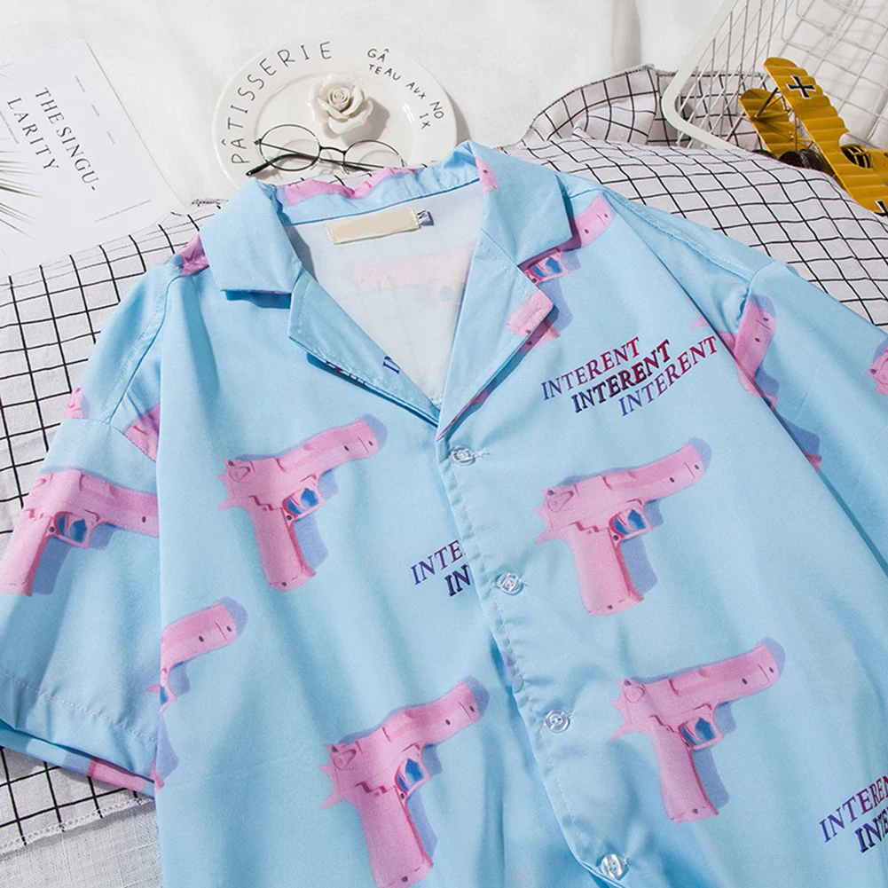 Рубашка мужская с отложным воротником модная уличная одежда в стиле хип-хоп