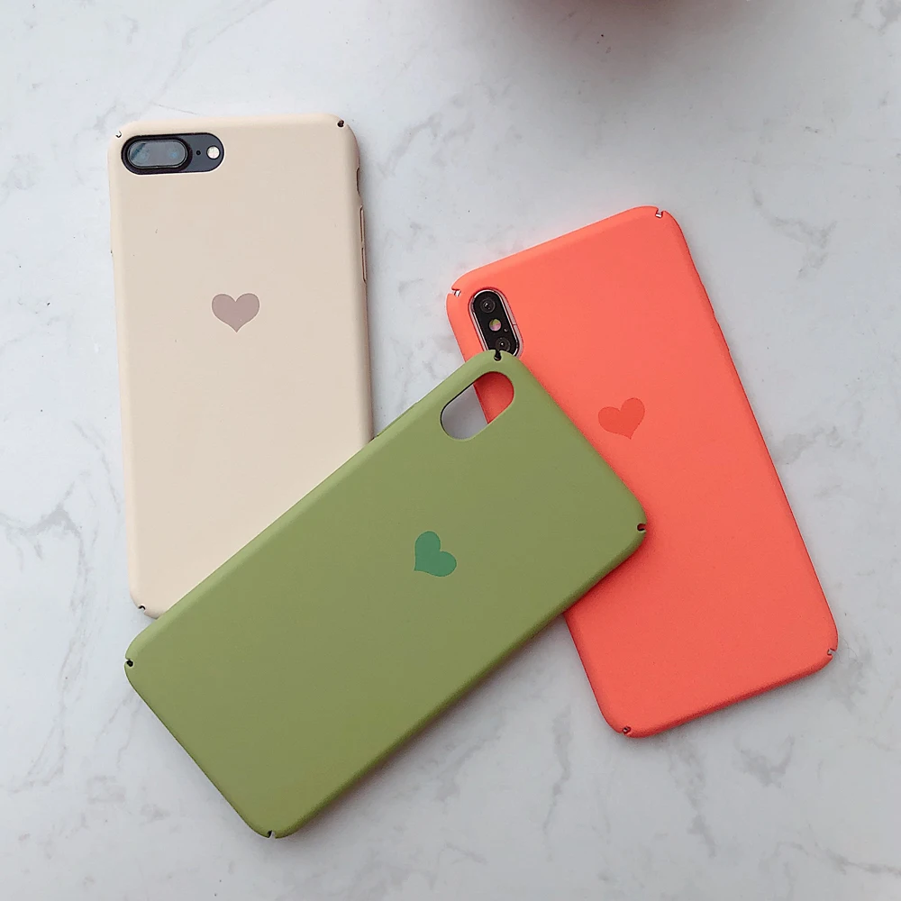 Милый чехол с сердечком для телефона iPhone 6 S 7 8 Plus XS Max Матовый Жесткий ПК XR X 10