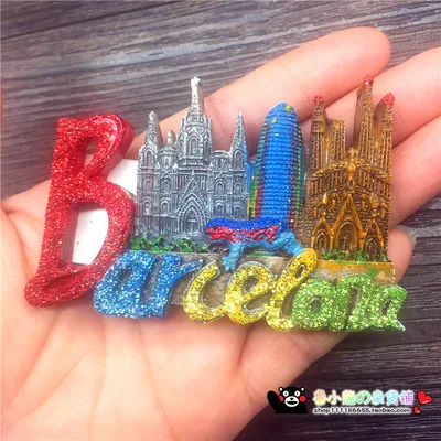 BABELEMI Испания Барселона Asturias Мадрид туристические сувениры 3D смолы ручной работы магнит на холодильник ремесла подарки украшение дома - Цвет: Светло-серый