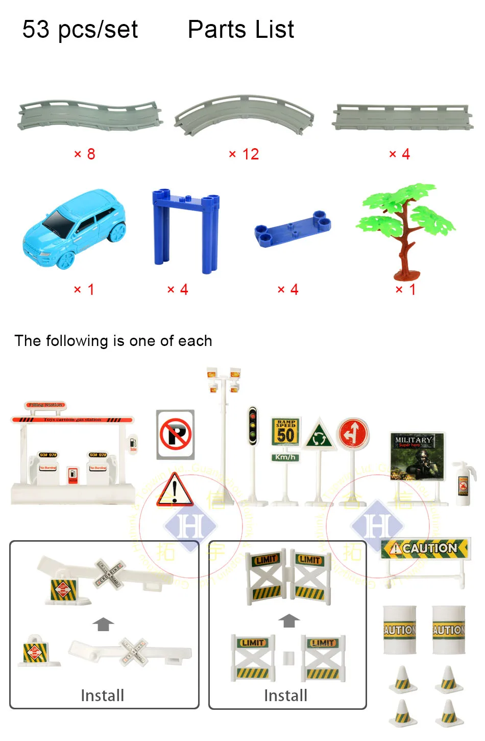 Hothink 53 шт/setElectric Rail Track Car Train Model Bridge Railway Highway Overpass Racing Road Toy Building наборы для детей | - Фото №1