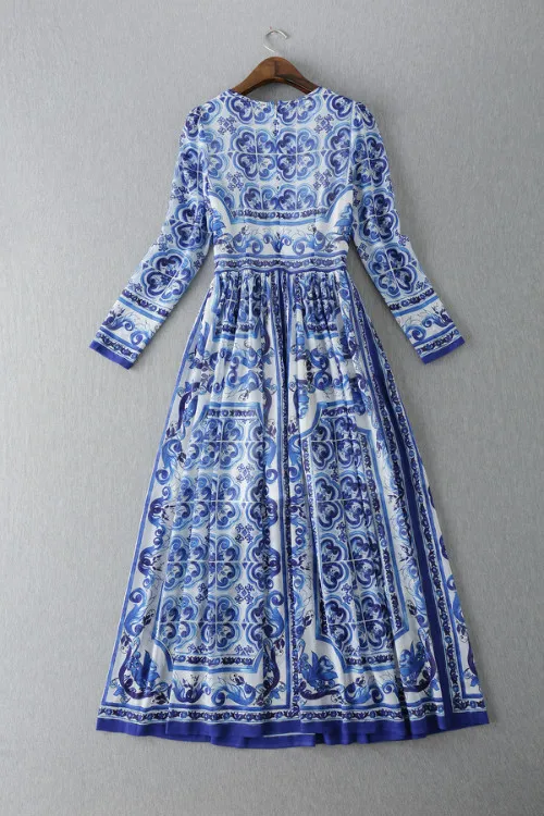 Высокое качество 2017 модное подиумное дизайнерское Длинное Платье женское с