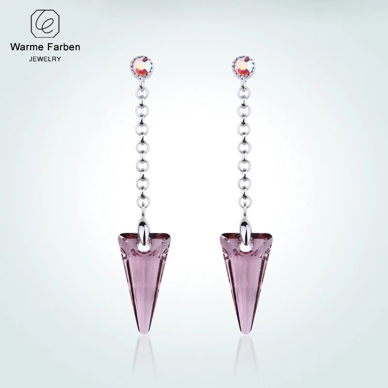Warme Farben серьги для женщин треугольная Длинная цепочка Swarovski Кристалл Висячие Мода