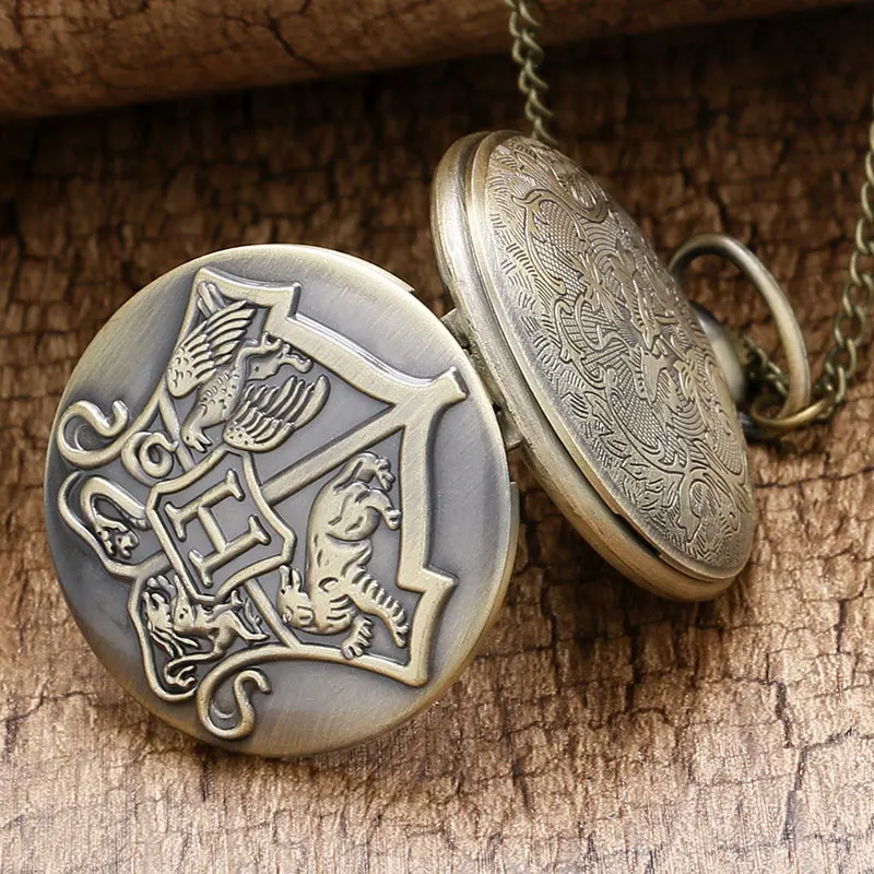 Ретро Бронзовый щит часы школы чародейства и волшебства карманные девиз значок