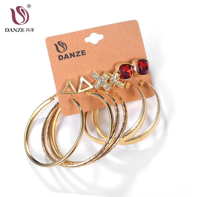 DANZE 6 пар/лот золотые круги геометрический дизайн Комплект сережек для женщин