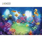 Laeacco Детские Мультяшные рыбы окно коралловый пузырь подводный океан день рождения Фото фоны фотографии фоны для фотостудии