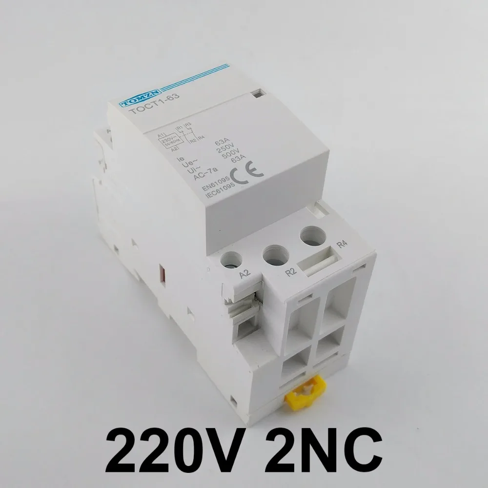 Модульный бытовой контактор переменного тока TOCT1 2P 63a 220 В/230 В 50/60 Гц на Din рейку 2NO