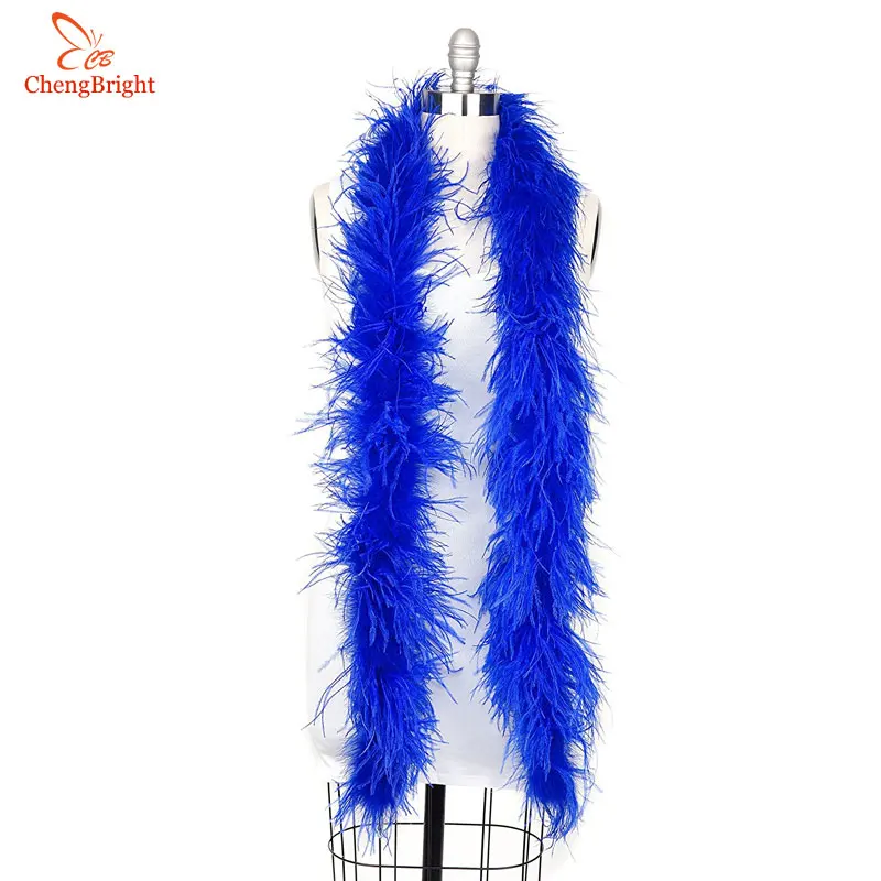 Royal blue ChengBright 2 ярдов/партия 2 слоя натурального пушистого боа из страусиных перьев костюмы/отделка для вечерние/костюм/шаль/ремесло страусиные перья - Цвет: Royal blue