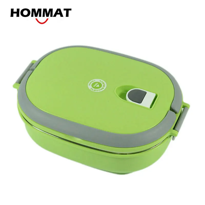 Stainless Steel Food Storage Bento Meal Box Portable Food Container Bento Box Metal Lunchbox Office School the goods for kitchen - Цвет: Green 1 tier