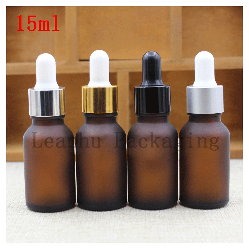 15 ml Brown Ground Glass Essential oil Bottle Head Glue Dropper Bottle Packing Dilution Empty Bottles ,  The Lid of three Colors