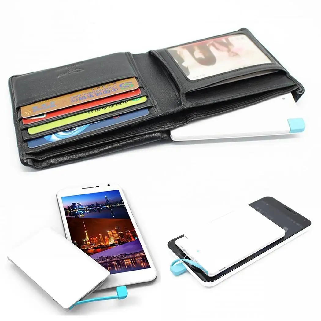 1000 мАч ультра тонкий портативный банк питания с зарядным кабелем один USB внешний