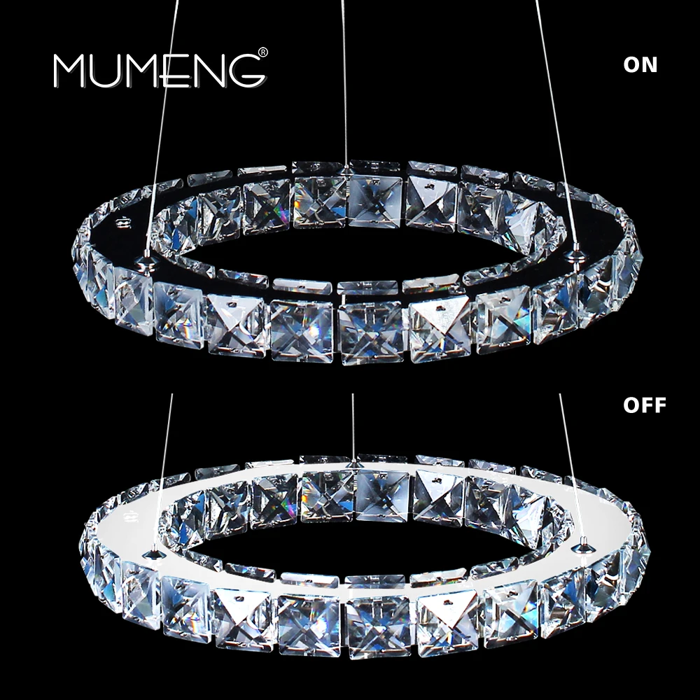 mumeng K9 Crystal Chandelier LED Circle Kitchen Luminaria Ring Dining room living Hanging Lamp 90-265v Light Fixture | Освещение