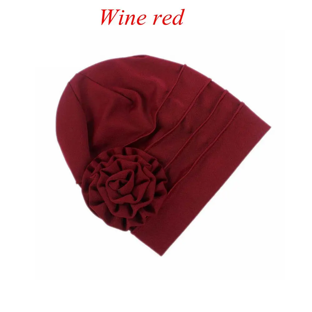wine red 1 шт. новые женские шапки весна лето Цветочный бини шапка стрейч мусульманский тюрбан шапка после химиотерапии шапка выпадения волос Головной шарф обертывание хиджиб шапка - Цвет: wine red