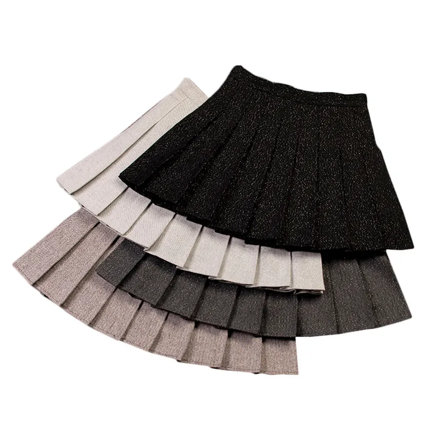Gowyimmes Winter Big Size S-3XL Women High Waist Pleated Woolen Skirt Windproof Solid kawaii Lady Skirts Harajuku Mini 232 | Женская