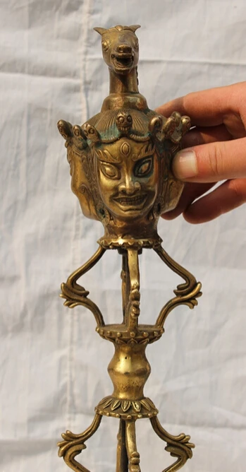 song voge gem S3000 20&quot Tibet Temple Brass Hayagriva Head Statue Vajra Phurpa Evil Spirits Talismans | Дом и сад