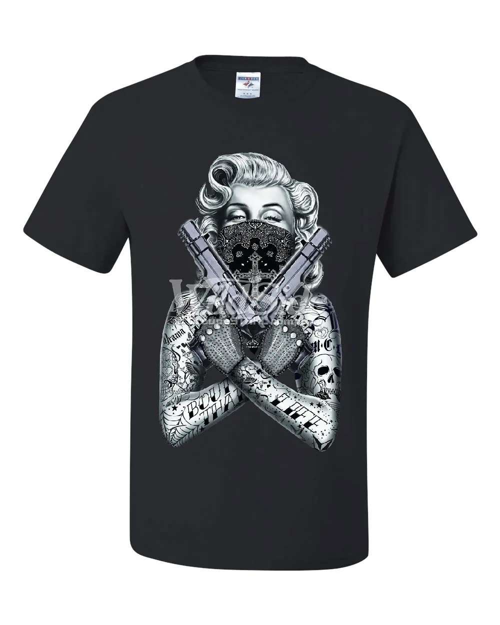 Мужская футболка с татуировкой Мэрилин пушки классная бандана | одежда