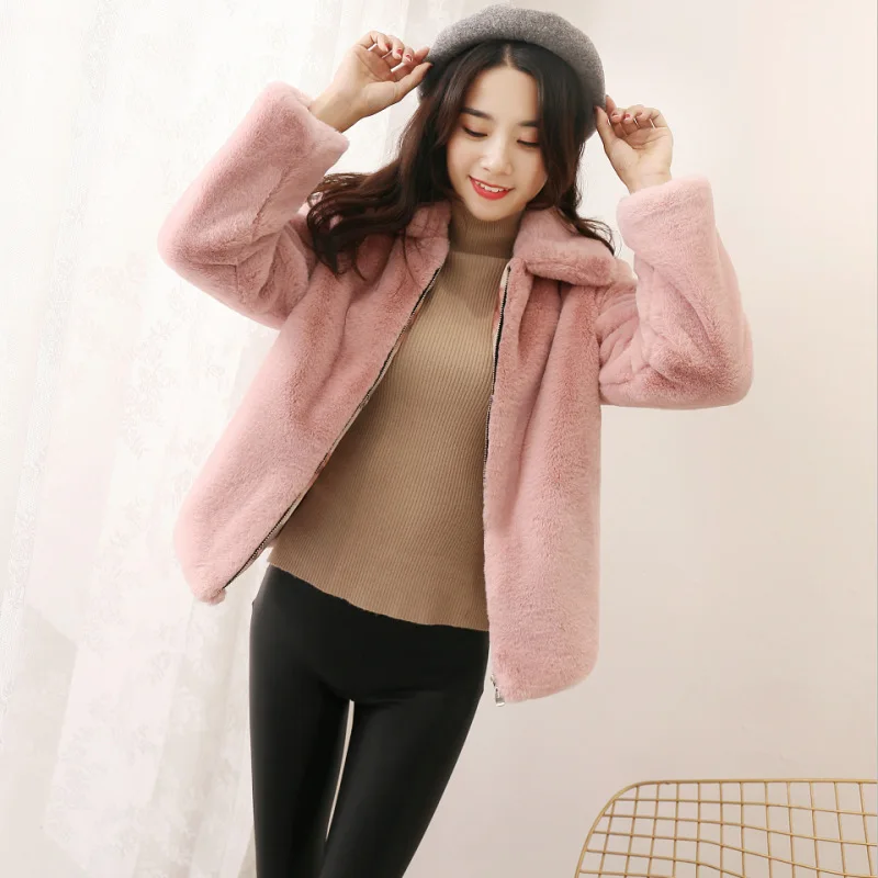 Новинка 2018 зимнее теплое пальто из искусственного меха норки женское короткое