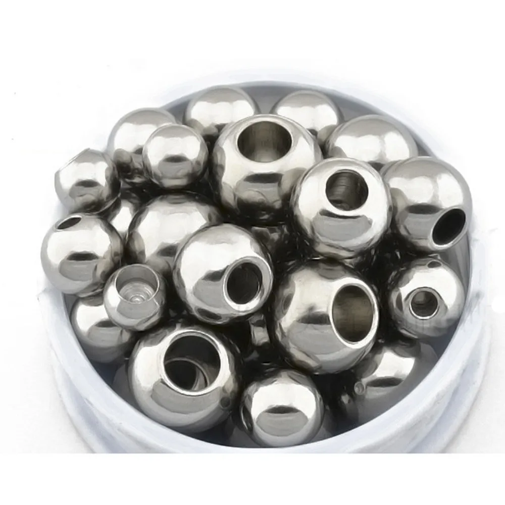 

Wholesale 4/6/8mm 100/200/500PCS Silver Round Spacer Hollow Beads For Jewelry Making Bulk Finding Stainless Steel Accessories