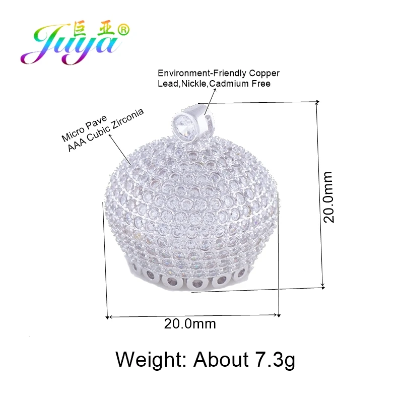 White Gold Juya ручной работы аксессуары с бахромой роскошный декоративный Шарм Корона шарик колпачок разъем кулон для женщин DIY Ювелирные изделия с кистями решений - Окраска металла: White Gold