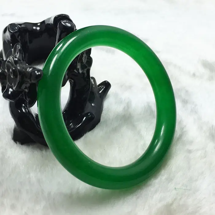 Винтажный китайский браслет с натуральным Изумрудом и зеленым нефритом 57 мм