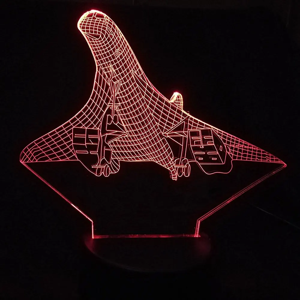 Творческий 7 цветов изменить 3D видение самолетов Моделирование Led самолета Ночной светильник Настольная лампа Декор Usb сна светильник ing светильники подарки