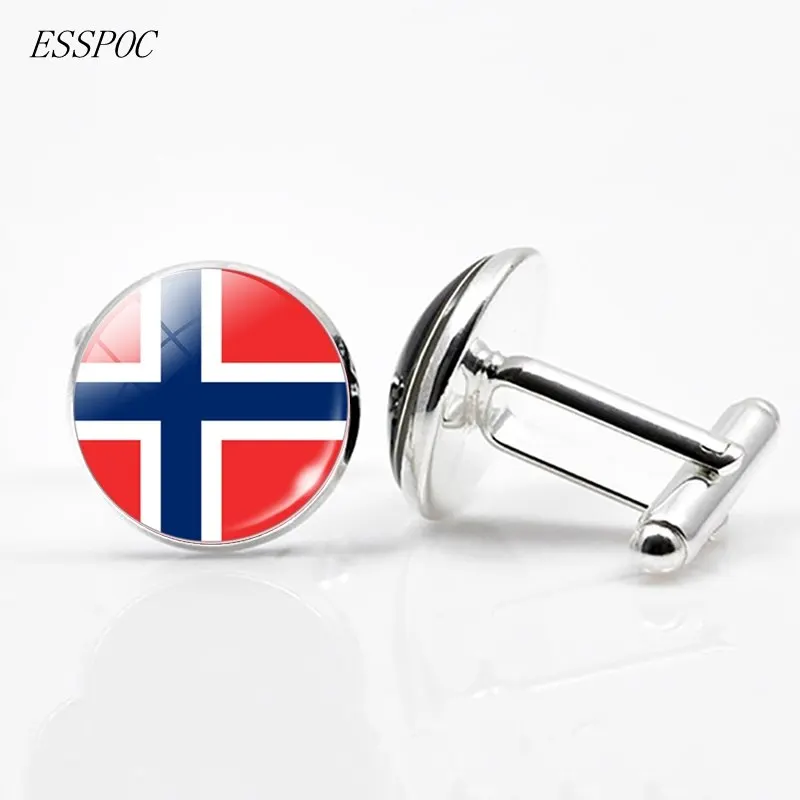 Norway Европейские запонки с изображением флага, Литвы, Тайваня, Мальты, венгерского, латвийского, норвежского, пользовательского национального флага, мужские запонки, ювелирные изделия - Окраска металла: Norway