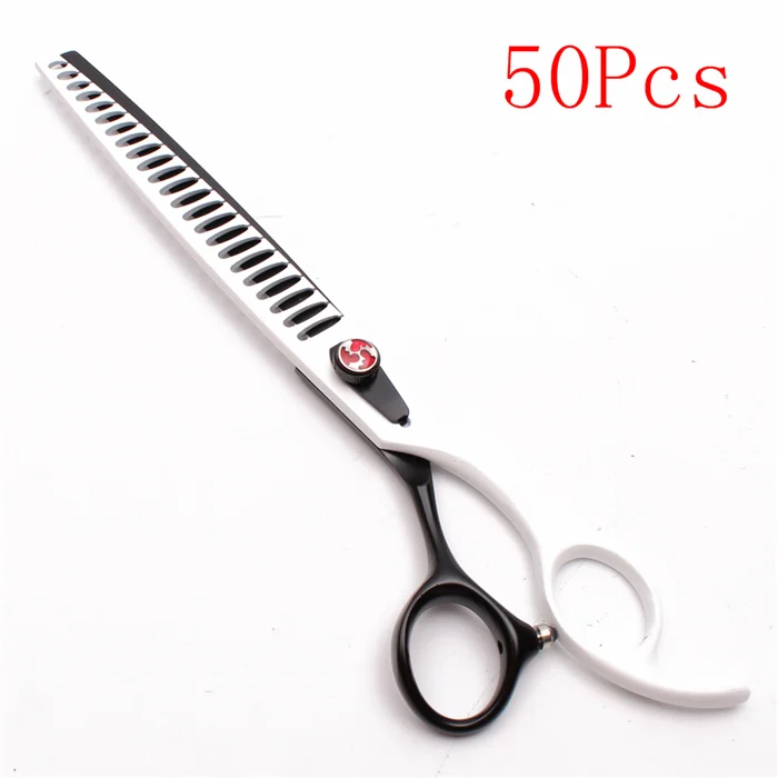 C4004 Bai 50Pcs 8N 50 шт. " 22,5 см индивидуальный логотип Профессиональные домашние волосы ножницы для груминга-для собаки 23 ЗУБЫ Fishbone филировочные ножницы C4004 - Цвет: C4004 Bai 50Pcs 8N