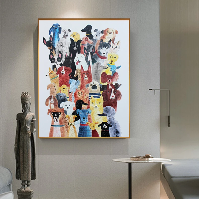 

Cartoon Nordic Cat Dog Poster and Print Fashion Pet Decor Lovely Wall Art Pictures for Living Room Children Posters For Nursery