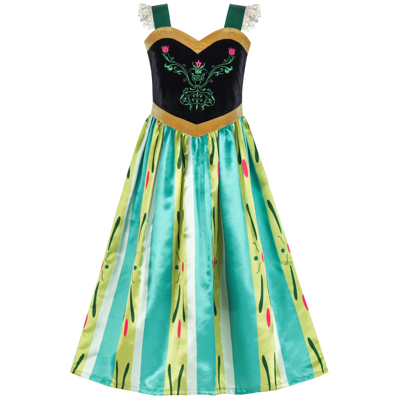 

Princess Dress Anna Costume Dress Up Cosplay 2020 Summer Wedding Party Dresses Kids Clothes Size 6-12 Pageant Carnival Vestidos