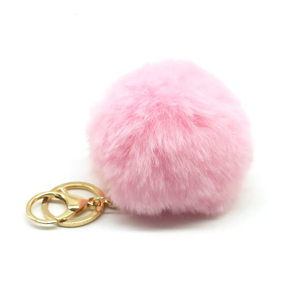 Брелок для ключей с большим меховым помпоном из искусственной кожи кроличьей
