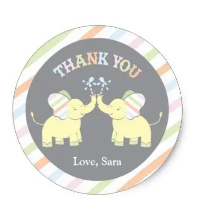 

1.5inch Twin Baby Elephant Favor Sticker