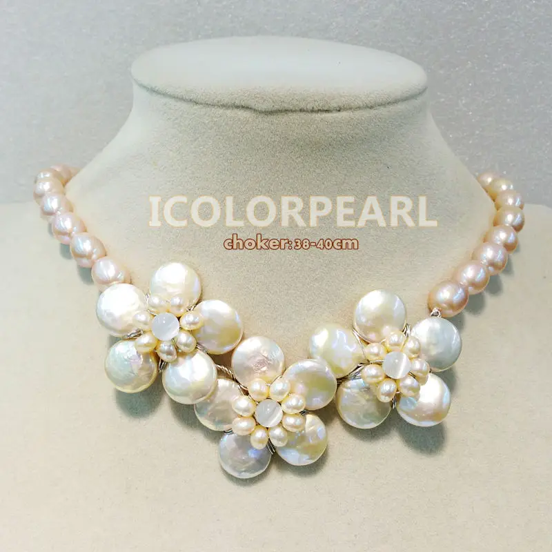 Элегантный пресноводный жемчуг в форме подсолнуха и Овальный розовый