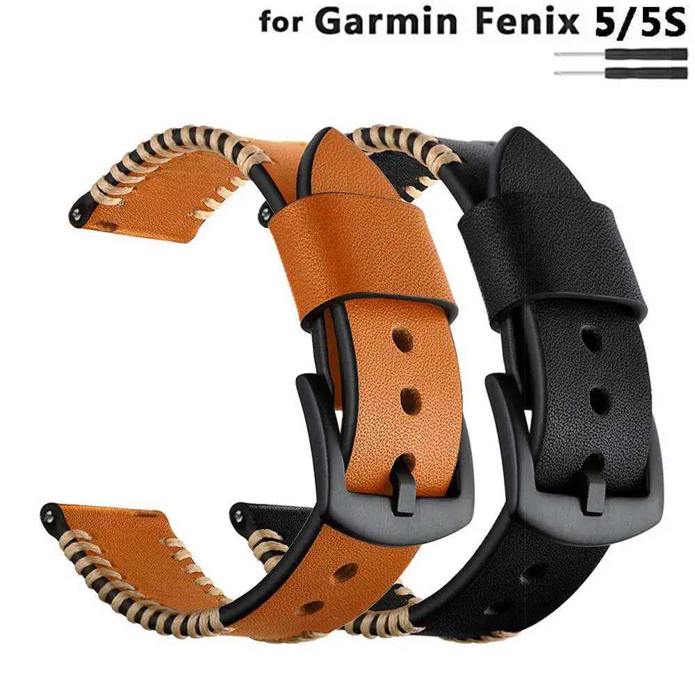 22 мм 20 мм ремешок из натуральной кожи Смарт-часы браслет для Garmin Fenix 5/Garmin Fenix 5S/Forerunner 935(не быстро подходит