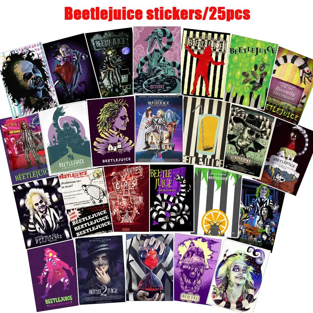 25 шт. Стикеры из фильма ужасов Beetlejuice граффити Тим Бертон Стикеры из фильмов для ноутбука багаж водонепроницаемый DIY игрушка наклейка