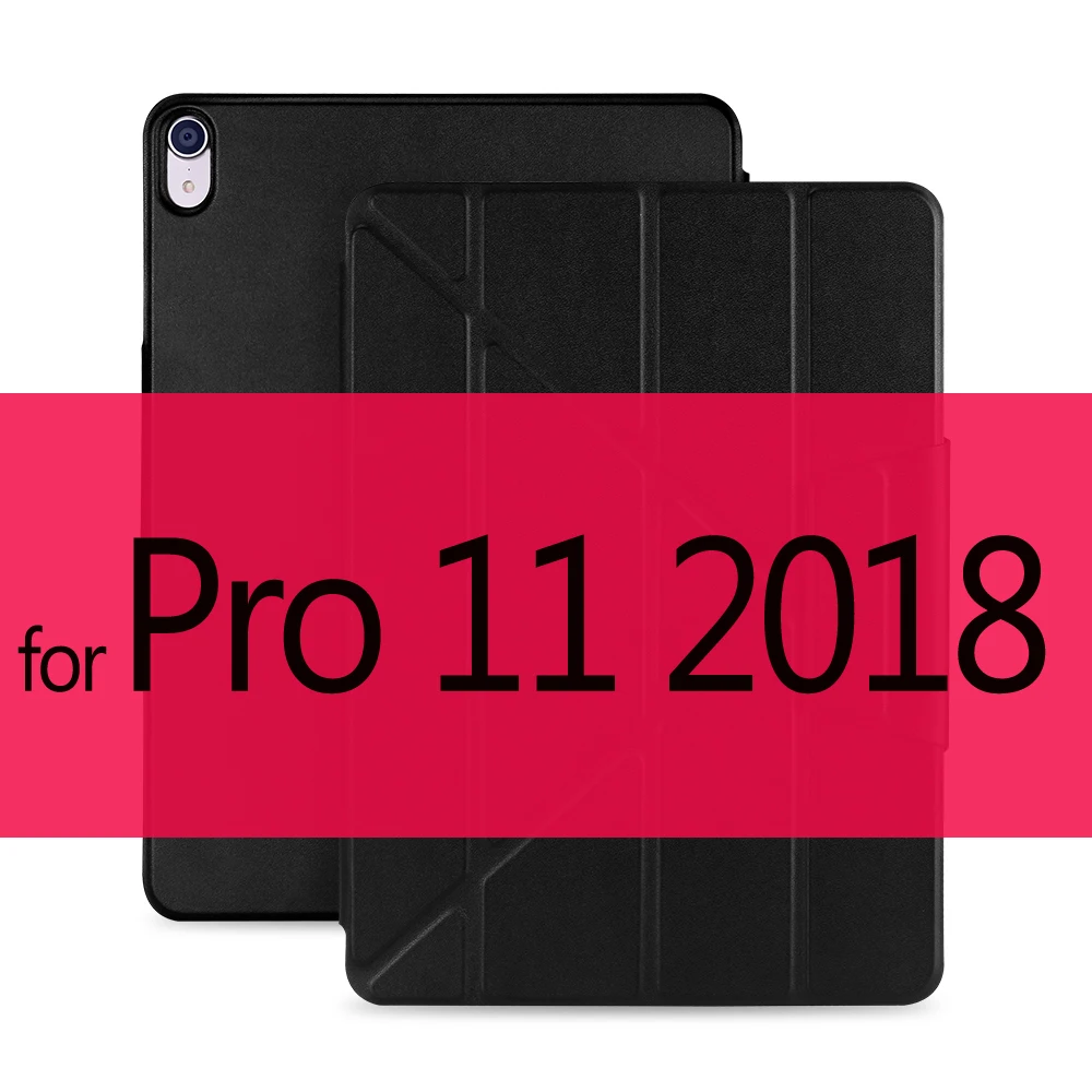 Black 11 inch Магнитный чехол GOOJODOQ для iPad Pro 11 12,9, многоразовый умный чехол из искусственной кожи, чехол для iPad Pro 12,9 11, чехол-карандаш - Цвет: Black 11 inch