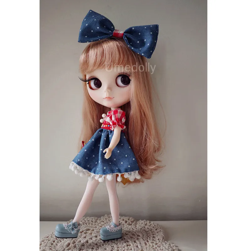 1 комплект 1/6 заколка бабочка для куклы + красный джинсовый костюм в клетку одежды