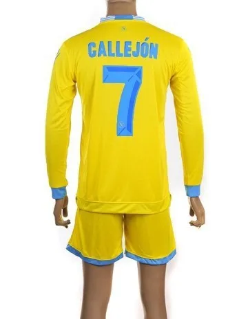13/14 NAPOLI Long Sleeve away yellow #7 callejon Soccer Jersey free shipping | Спорт и развлечения