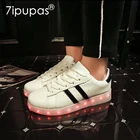 7ipupas размер 25-44 черно-белые светящиеся кроссовки USB детская обувь с Led светильник для детей мальчиков и девочек