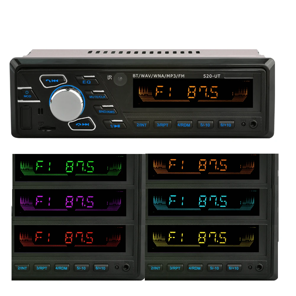 520UT 12V Bluetooth стерео аудио в тире Один 1 Din FM приемник Aux вход USB MP3 WMA радио плеер BT