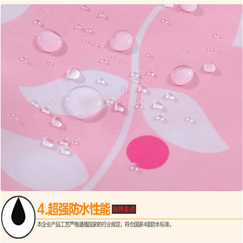 Розовая занавеска для душа с листьями дома гостиницы ванной комнаты из плотного