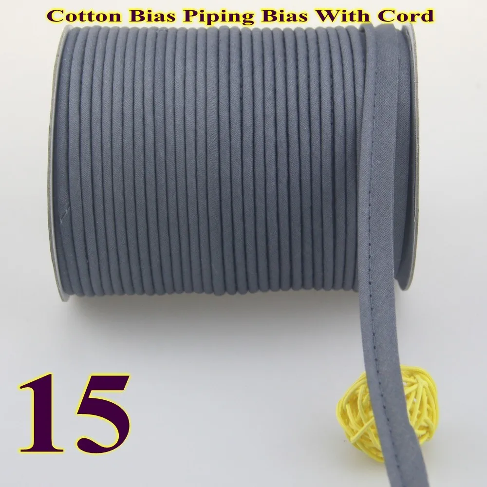 15 dark grey 50yds Хлопок косой трубопровод, трубопровод лента, косой ленты со шнуром, размер: 12 мм, 1/" 50 ярдов, для DIY одежды ручной работы, различные цвета - Цвет: 15 dark grey 50yds